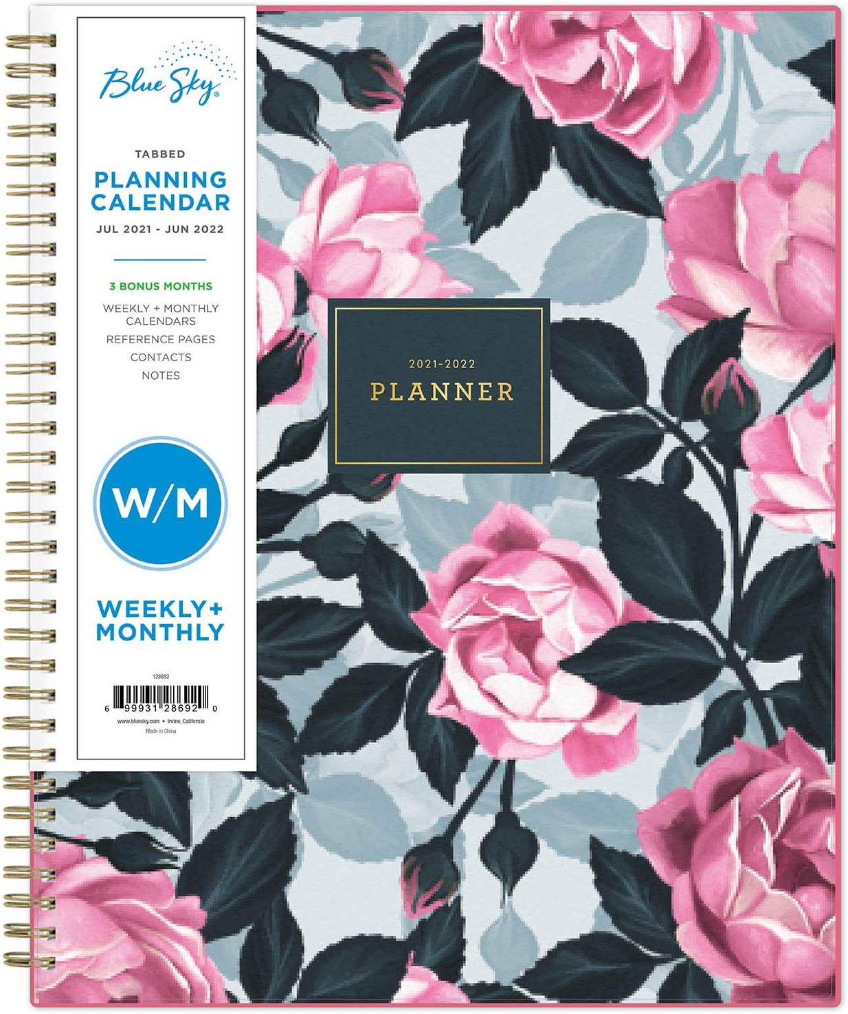 230816082826923_1 Blue Sky 2021-2020 Academic Year Weekly & Monthly Planner, 8.5" x 11", Frosted Flexible Cover, Wirebound, Roosevelt Pink (128692) - Image 1